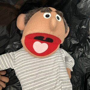 Puppet Productions Big Mouth Half Body Striped Gray Colored Shirt Grandpa Father